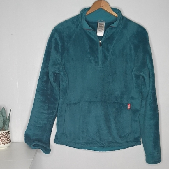 The North Face Tops - The North Face Jacket Womens small quarter-zip furry fleece pullover jacket teal